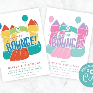 Fun, bounce house/castle birthday party invitation download