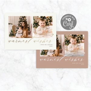 Elegant Warmest Wishes Foto Weihnachten/Feiertag Karte personalisierbar download