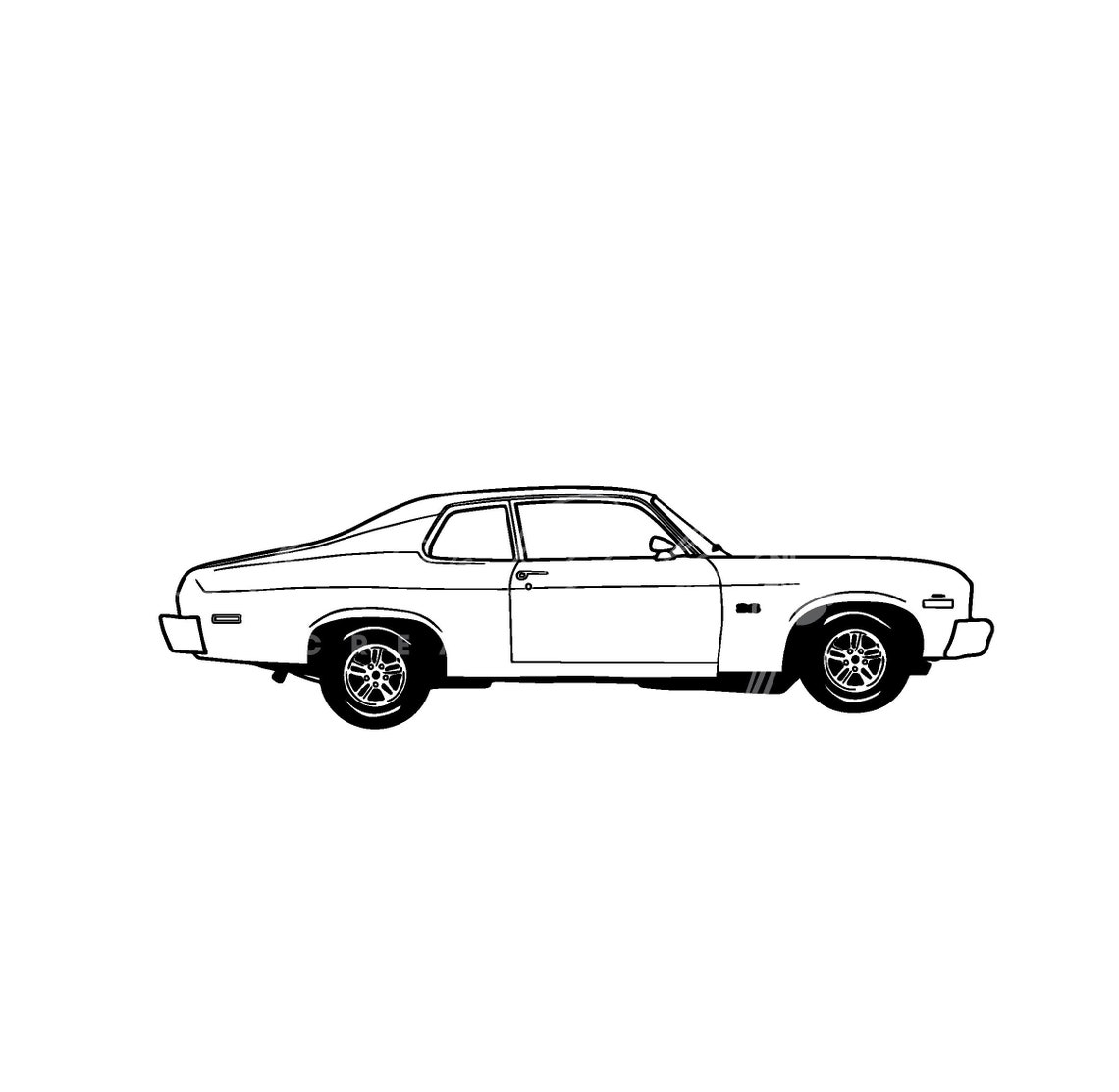 1970's Chevy Nova Classic Car Vehicle Line Drawing SVG Etsy