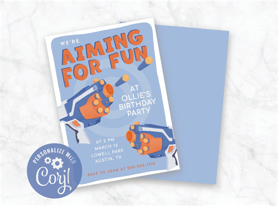 Aiming for Fun Foam Dart Guns Birthday Party Invitation Download - Etsy