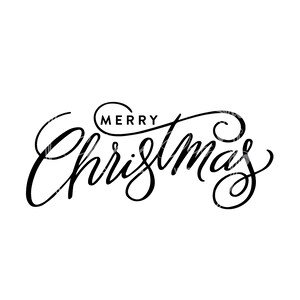 May include: Black and white calligraphy lettering that reads "Merry Christmas".