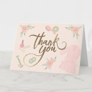 Elegant Spa Party Thank You card custom download