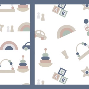 2 Modern and trendy wood baby toys seamless patterns PNG digital file download