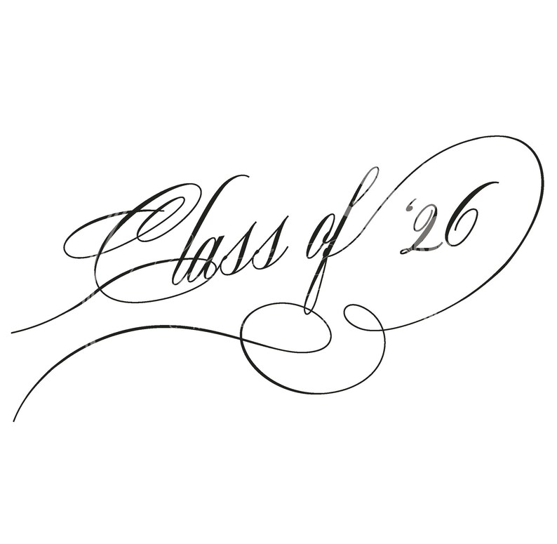 Grad 26 Letters Flourished Class of '26 Script Typography for Graduation SVG PNG ...