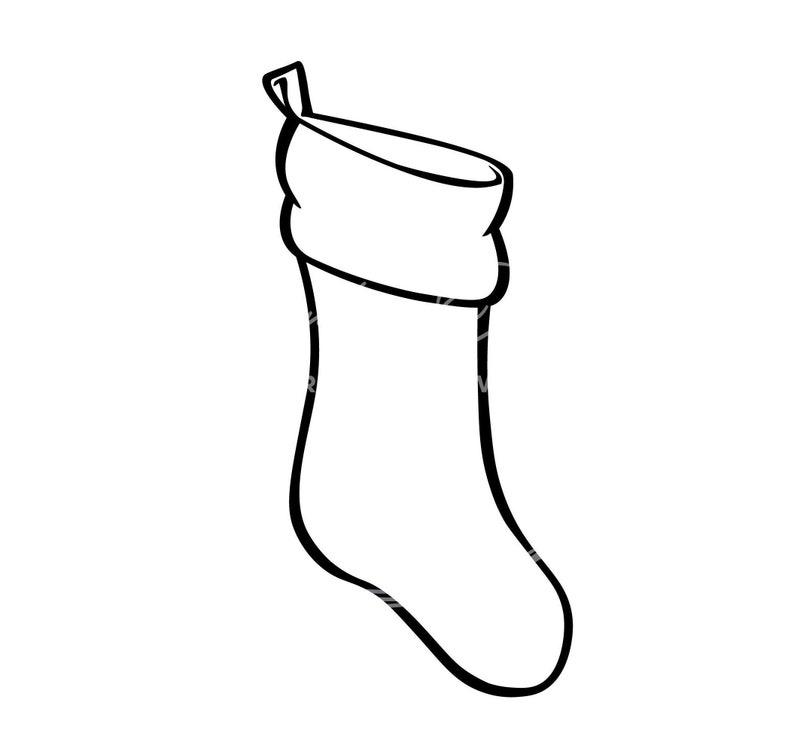 Christmas/holiday Stocking Line Drawing PNG SVG Digital File Download ...
