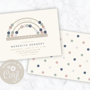 Descarga personalizable de invitación a la ducha de juguetes para bebés con cuentas de madera moderna