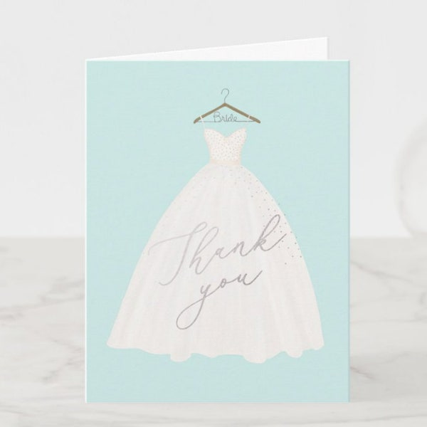 Beautiful wedding dress/gown bridal shower Thank You card download