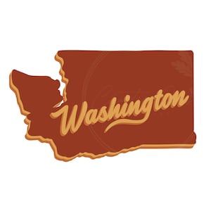 3D Washington state illustration with text image PNG digital file download