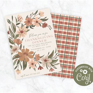 Bellissimo download dell'invito personalizzato per l'evento floreale del Ringraziamento autunnale