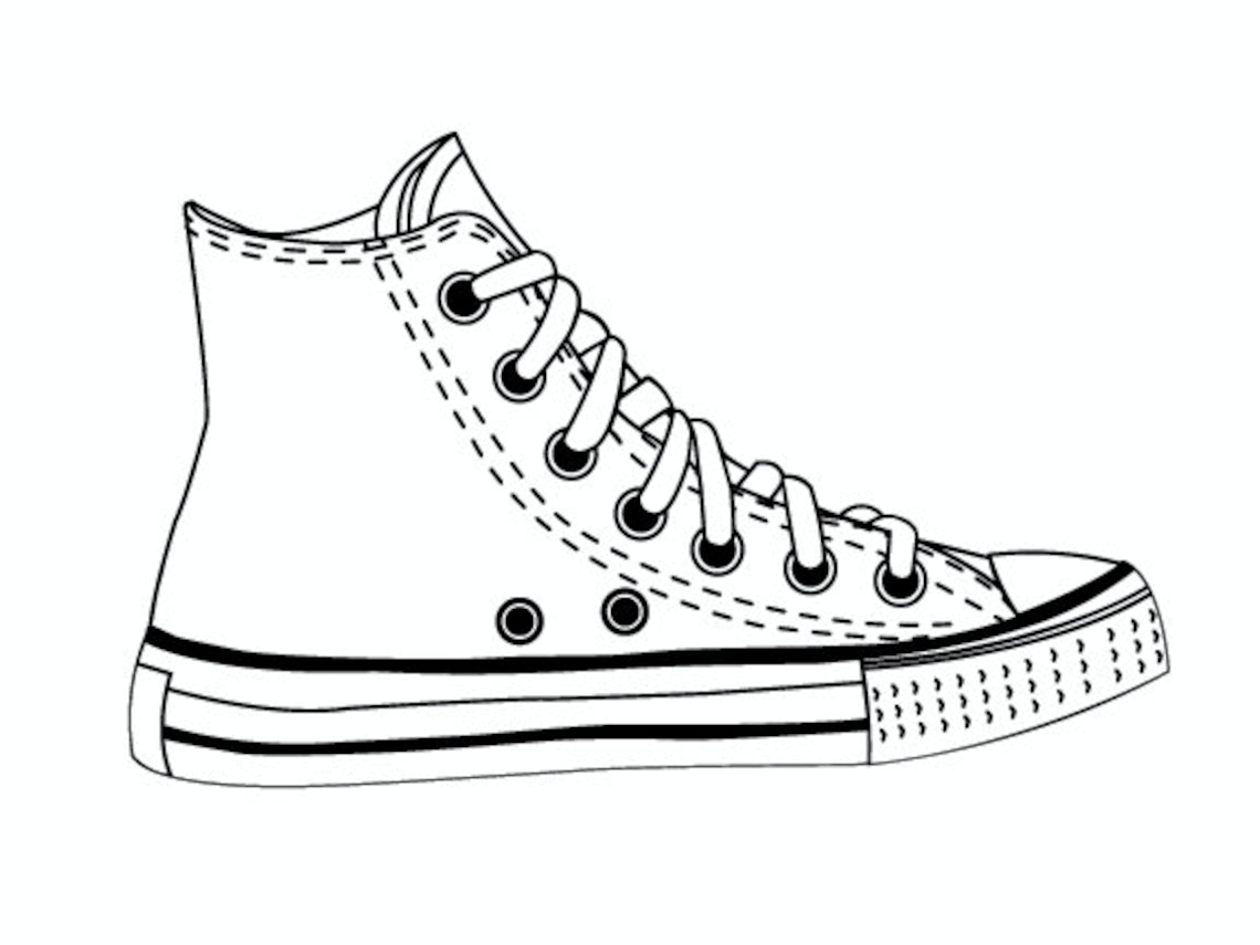 Hightop Sneaker Converse Shoe SVG Digital File Download Etsy