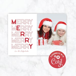 Very Merry photo Christmas/Holiday card customizable download