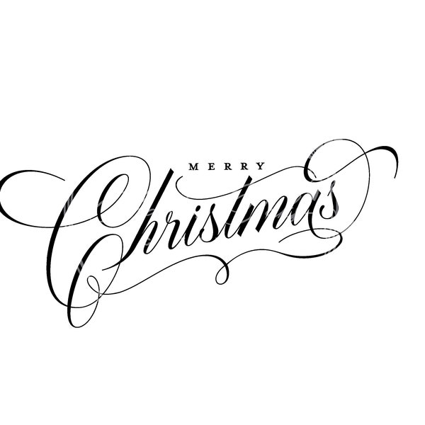 Elegant and Elaborate Merry Christmas script typography SVG digital file download