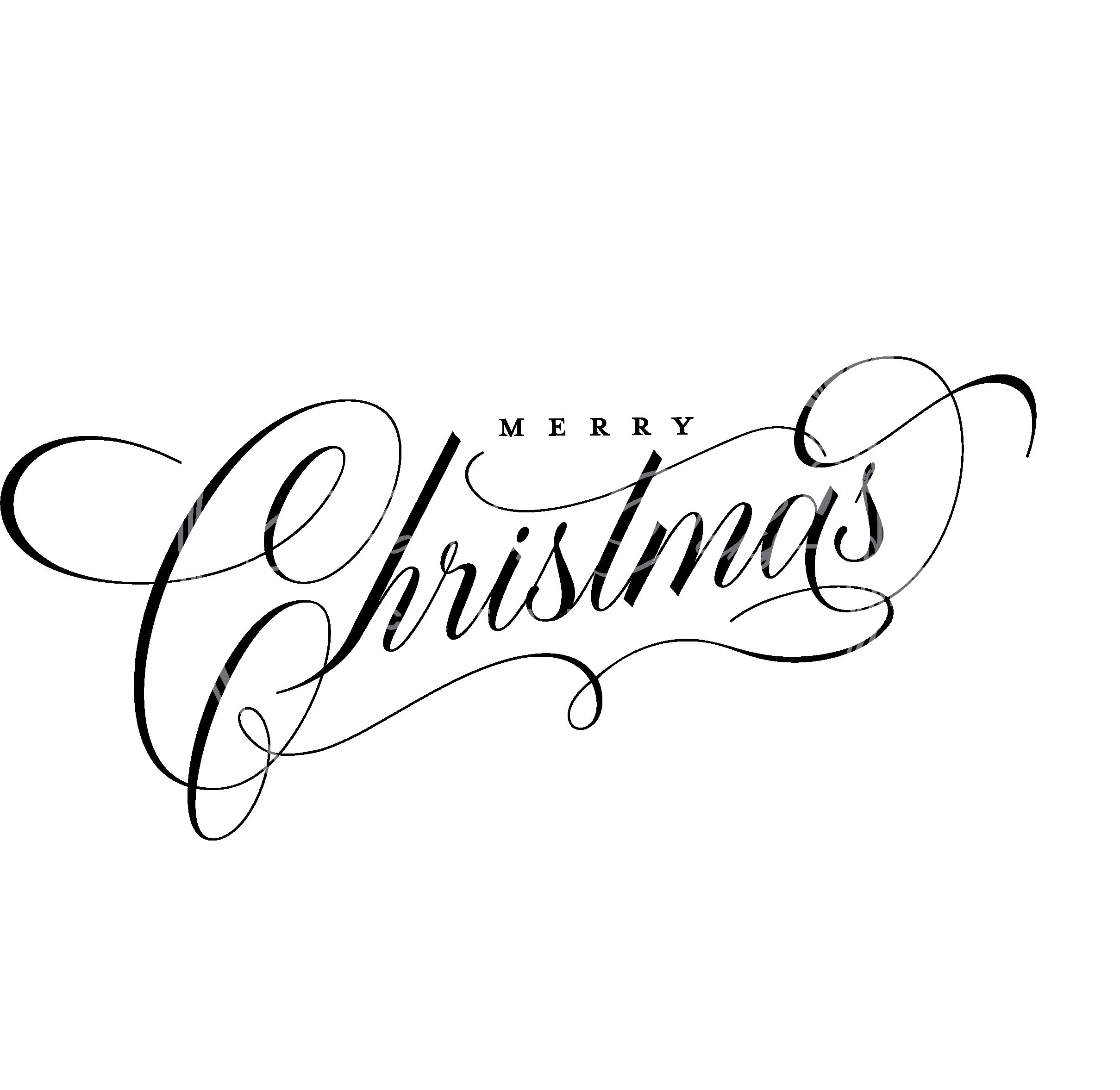 Elegant and Elaborate Merry Christmas script typography SVG digital file download