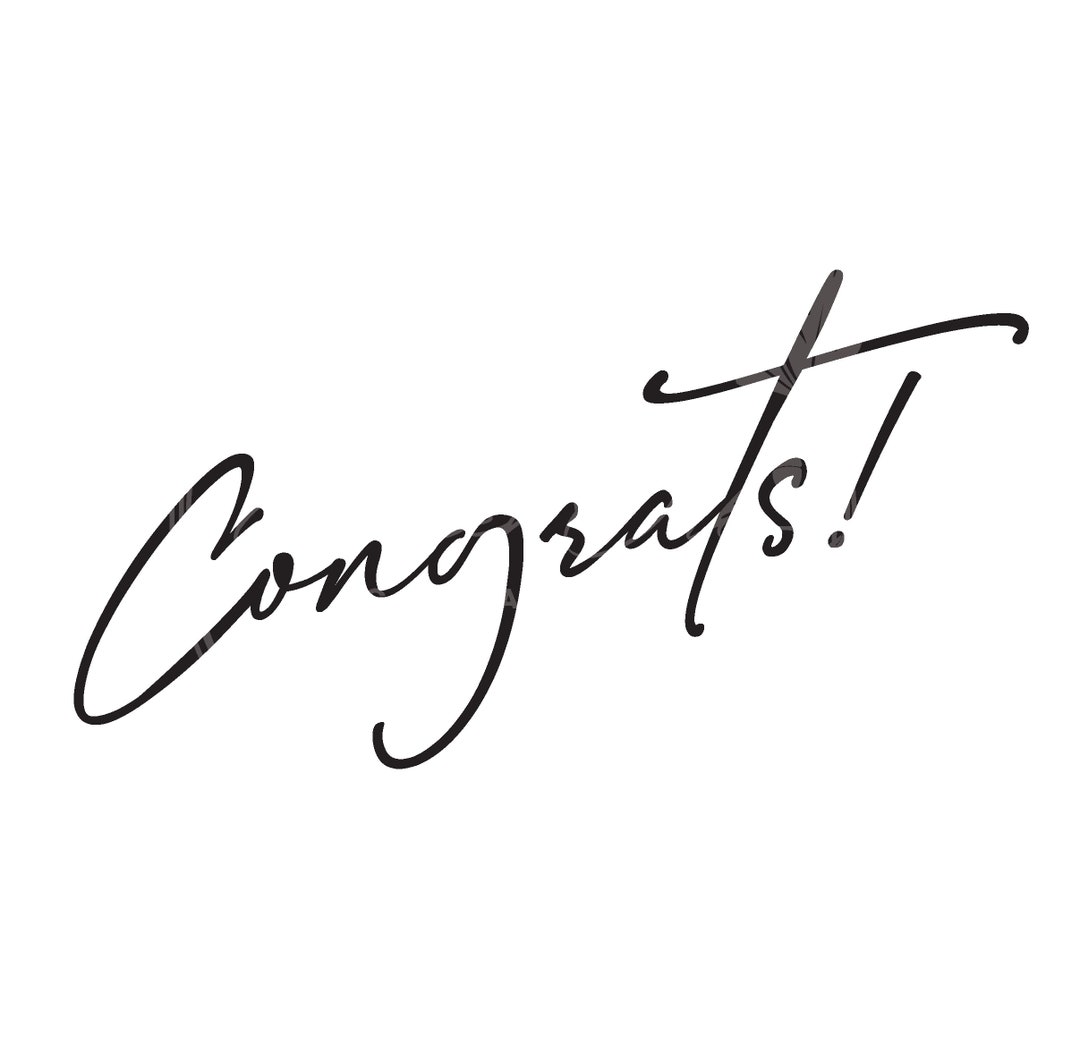 Hand-created Congrats Script With No Counters/negative Space for Paper