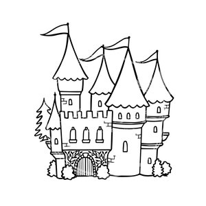 Fairytale Princess castle line drawing/illustration SVG digital file download