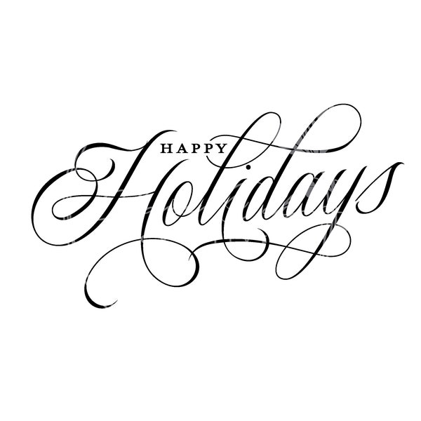 Schöne, Elegante Happy Holidays Script Typografie SVG digitale Datei Download