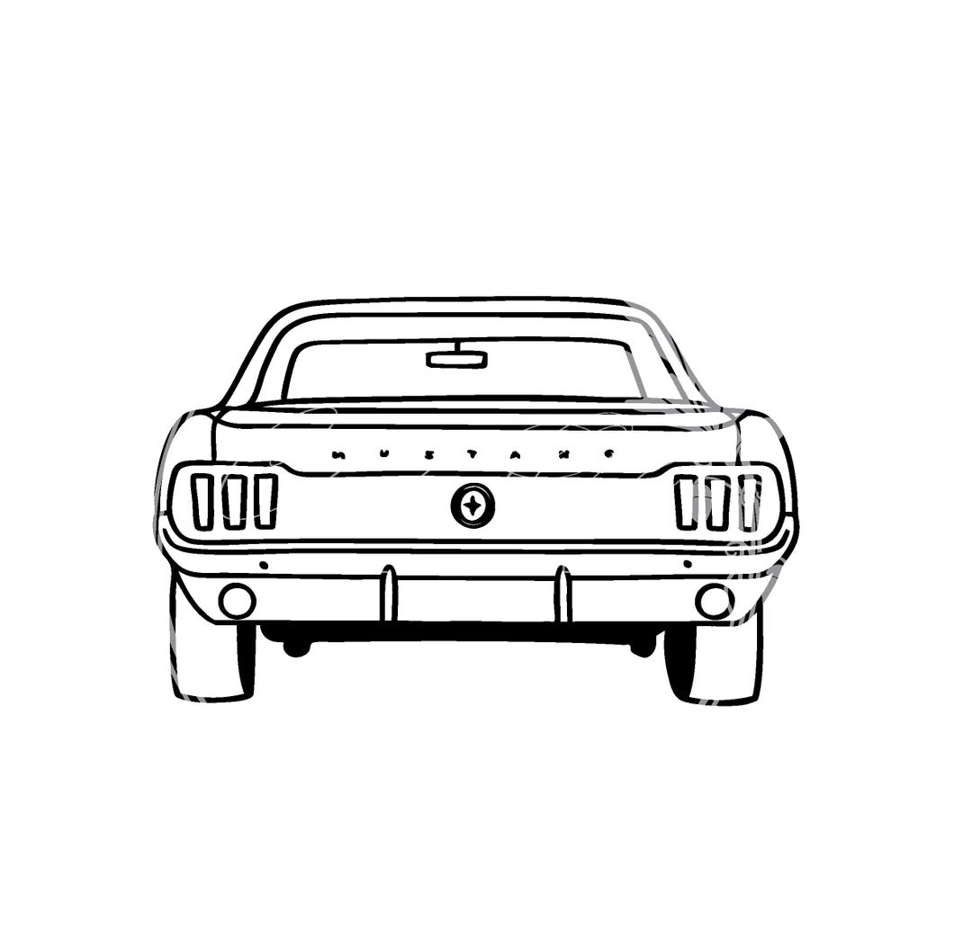 Vintage Classic Car Vehicle Rear View 1964 Mustang SVG Digital File ...