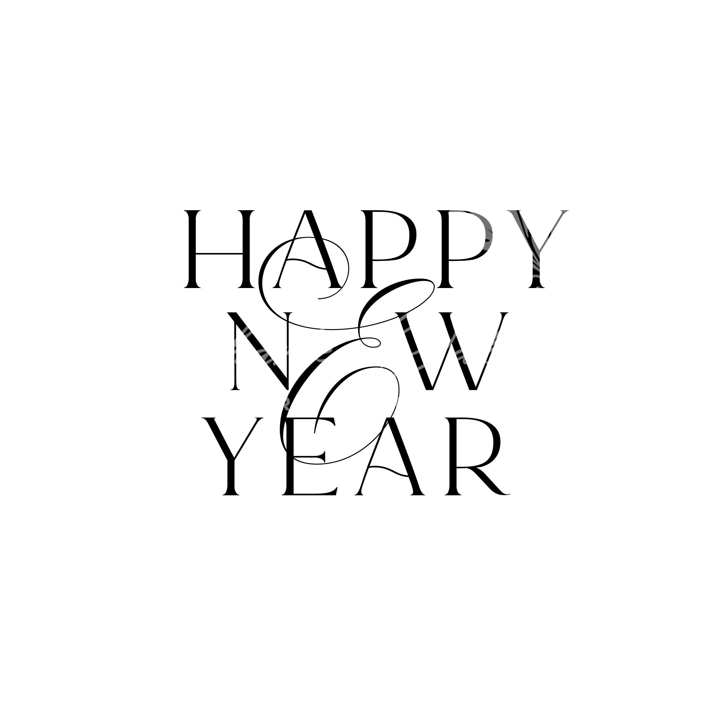 Beautiful, Elegant Happy New Year Script Typography SVG Digital File ...