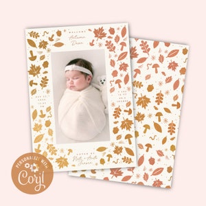 Fall Splendor leafy frame new baby photo announcement