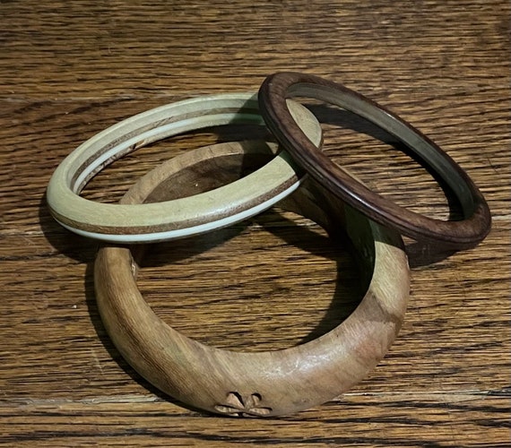 Wooden Bangles ~ Bracelets ~ Set Of 3 - image 4