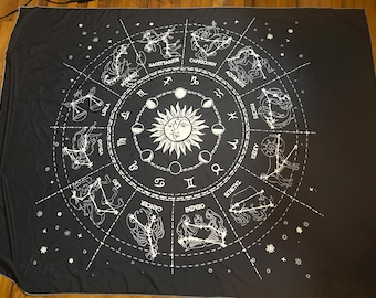 Celestial Tapestry ~ Constellation Tapestry ~ Black And White