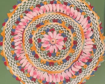 Handmade Multi Colored Doily 10”