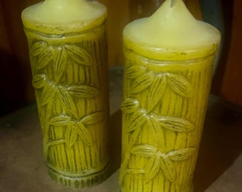 Bamboo Pillar Candles Vintage