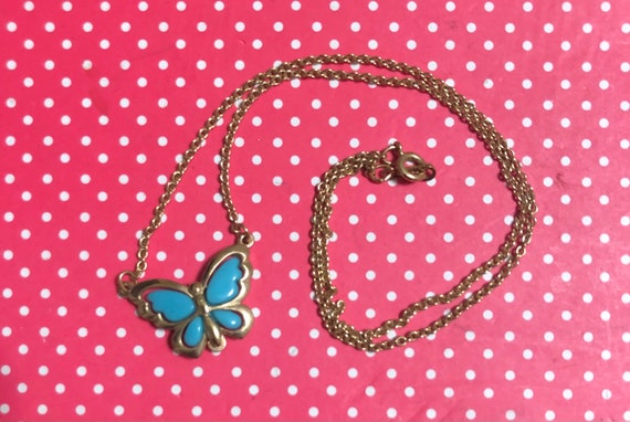 Vintage Avon Blue Butterfly Necklace ~ Interchang… - image 3