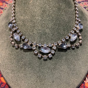Blue Rhinestone Necklace ~ Vintage Jewelry