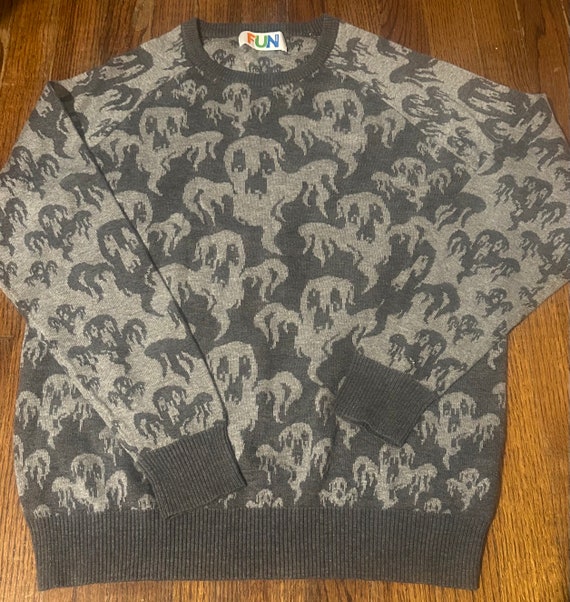 Spooky Ghost Grey Sweater ~ Halloween Sweater