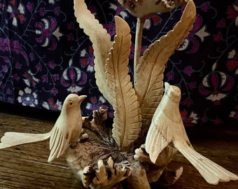 Wood ~ Carving ~ Mushroom ~ Birds