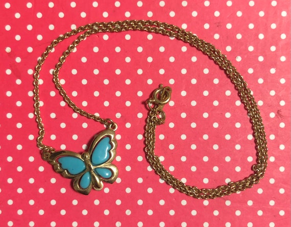 Vintage Avon Blue Butterfly Necklace ~ Interchang… - image 4