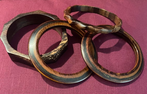 Wooden Bangles ~ Bracelets ~ Set Of 4 - image 3