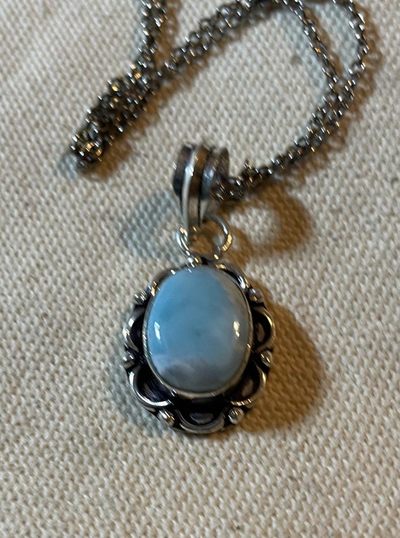 Larimar Necklace ~  Pendant Sterling Silver ~ Larimar Jewelry