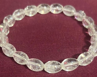 Clear Quartz Oval Beaded Bracelet ~ Metaphysical Jewelry