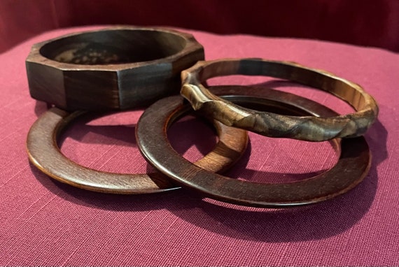Wooden Bangles ~ Bracelets ~ Set Of 4 - image 2