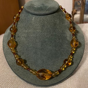 Orange Art Deco Vintage Necklace ~ Glass Beaded Necklace