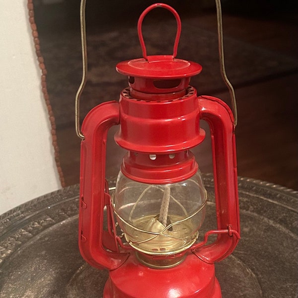 Vintage Red Kerosene Lantern ~ Oil Lamp ~ Camping Gear