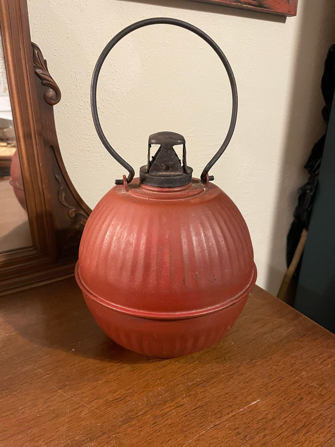 Antique Smudge Pot Red Textured Etsy