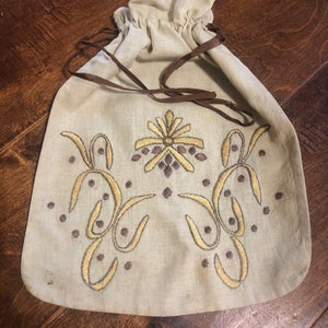 Sachet ~ Sack ~ Vintage ~ Handmade ~ Embroidered ~ Cinched ~