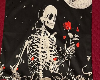 Skeleton Roses Throw Pillow Cover ~ Lovers