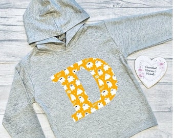 Felpa personalizzata con nome di Halloween / Maglione con nome personalizzato per bambini / Regalo di Halloween personalizzato / Stampa con cappuccio di Halloween / Top con zucca per bambini