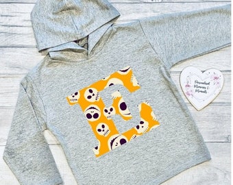 Felpa personalizzata con nome di Halloween / Maglione con nome personalizzato per bambini / Regalo di Halloween personalizzato / Stampa con cappuccio di Halloween / Top con zucca per bambini