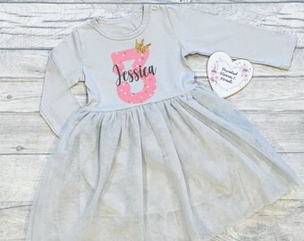 Personalisierte Mädchen Tutu Kleid: Winter-Sommer-Kleidung, Baumwolle Geburtstagsgeschenk, Nummer Outfit