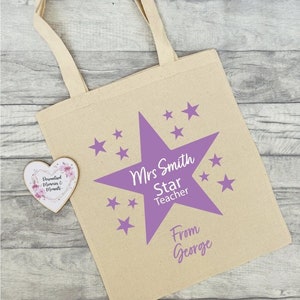 Personalised Thank You Teacher Gift | Teacher Gift Bag | Thanks Teacher TA Nursery Tote Present | Graduation Present | Keepsake Present