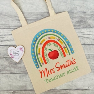 Personalised Thank You Teacher Gift | Teacher Gift Bag | Thanks Teacher TA Nursery Tote Present | Graduation Present | Keepsake Present