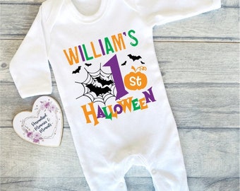 Personalised Baby's First Halloween Clothing | Keepsake T-shirt Baby Grow Vest | Halloween Gift | Halloween T-shirt | Baby's 1st Halloween