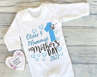 Personalised Baby's First Mother's Day Baby Clothes | Keepsake T-shirt Vest | Mother's Day Gift Baby Grow Vest Bib | 1st First Mother's Day