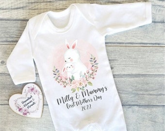 Personalised Baby's First Mother's Day Baby Clothes | Keepsake T-shirt Vest | Mother's Day Gift Baby Grow Vest Bib | 1st First Mother's Day