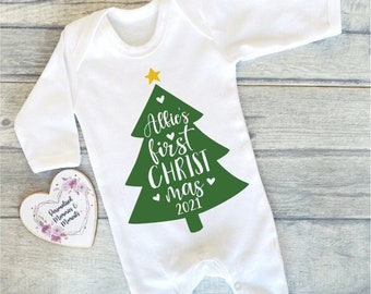 Personalised Baby's First Christmas Clothing | Keepsake T-shirt Baby Grow Vest | Christmas Gift | Christmas T-shirt | Baby's 1st Christmas